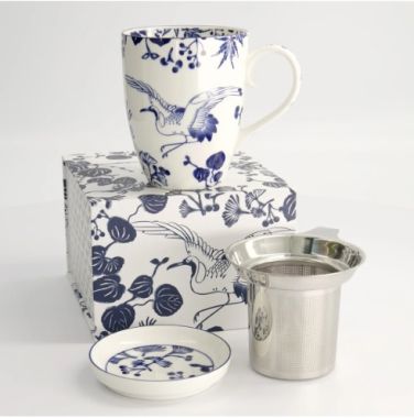 Tisanière porcelaine Grue [TISAPORCNB]